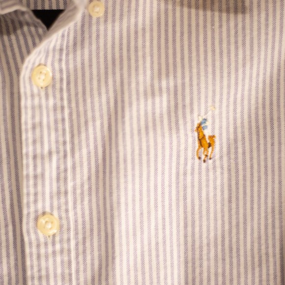 Ralph Lauren White and Purple Fitted Long Sleeve Button Down Shirt - Picture 2 of 11